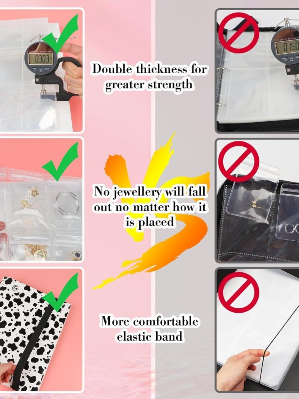 Large Transparent Jewelry Storage Book with 300 Pockets and 50 Jewelry Pouches,T - Picture 8 of 9